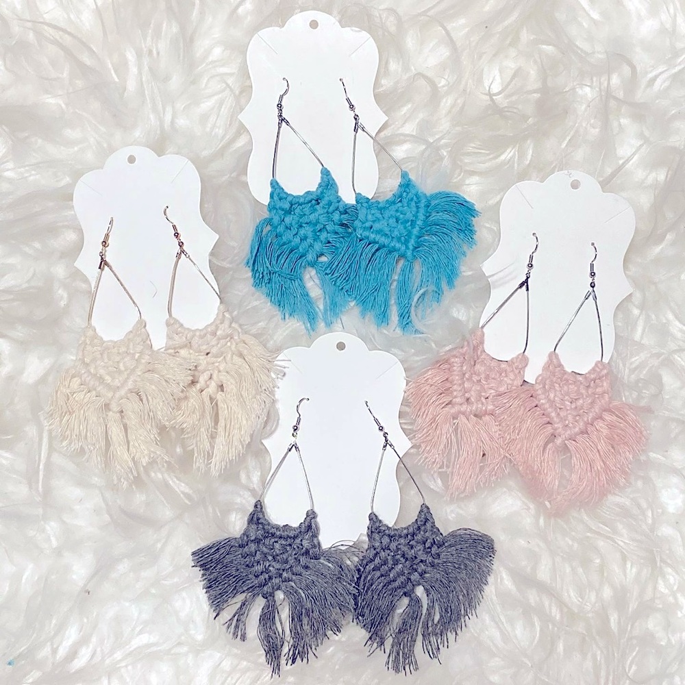 Boho crochet tassel earrings